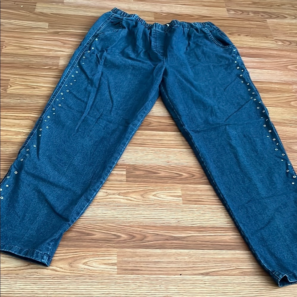 Allison Daley Blue Straight Leg Jeans with silver stars